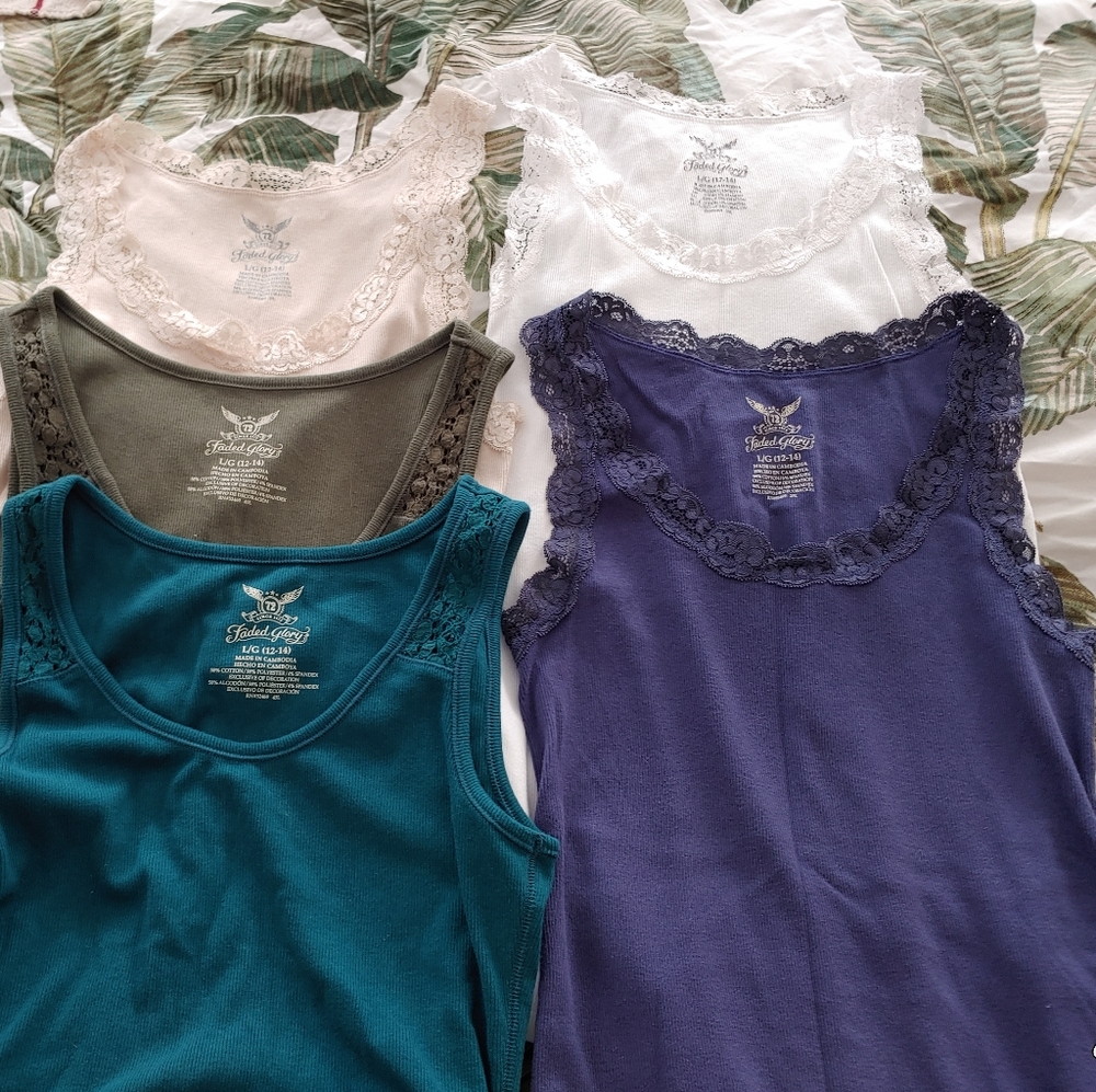 Lot of 5 tank tops size large faded glory